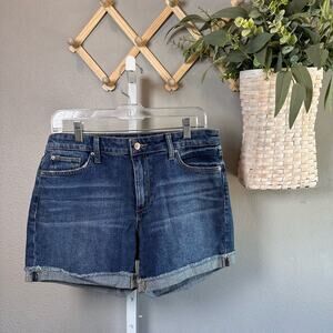 Joe's, Shira Frayed Denim Shorts, US Women's 30, Dark Wash Mid Rise Jean Shorts